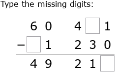 IXL - Subtraction: fill in the missing digits (Year 3 maths practice)