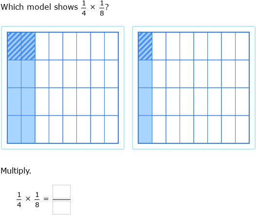 IXL - Multiply two fractions using models (Year 7 maths practice)