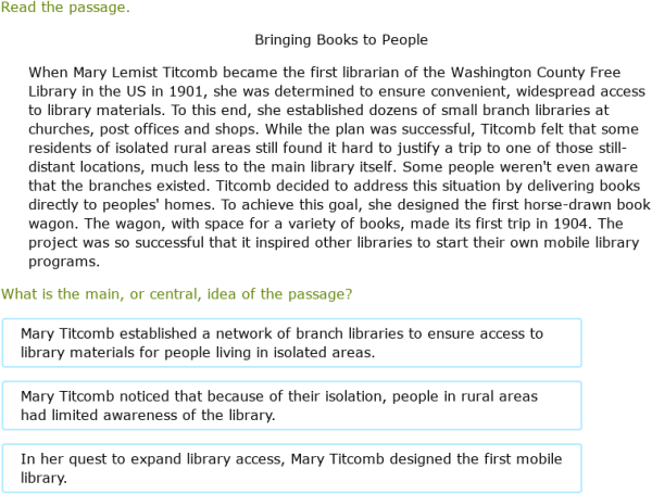 IXL - Determine the main idea of a passage (Year 10 English practice)