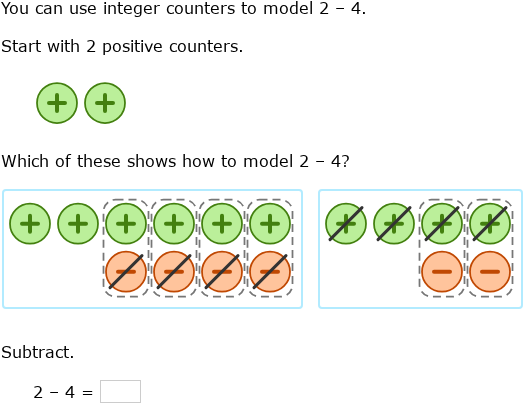 IXL - Subtract integers using counters (Year 7 maths practice)
