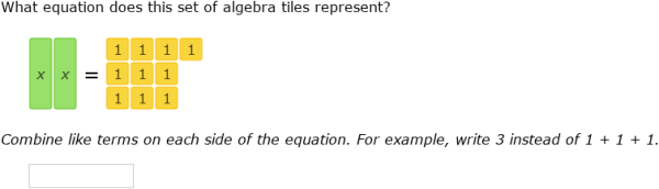 IXL - Model and solve equations using algebra tiles (Year 7 maths practice)