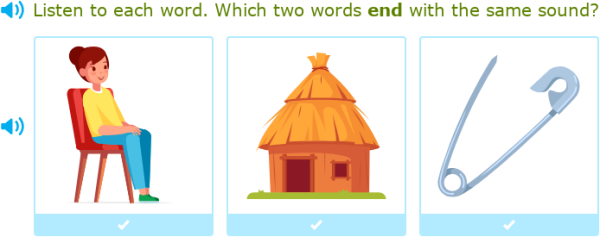 IXL - Which two words end with the same sound? (Preschool English practice)