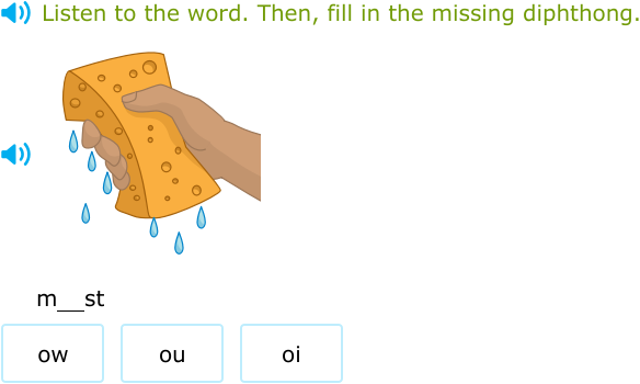IXL - Complete the word with the right diphthong: oi, oy, ou, ow (Year