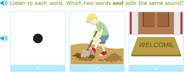 IXL - Which two words end with the same sound? (Year 1 English practice)